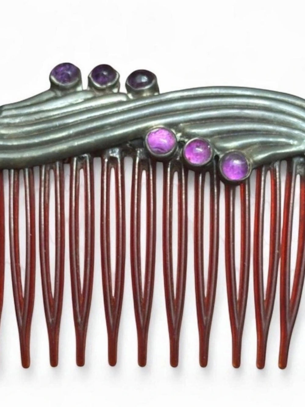 Vintage 70's -925 Silver comb with Purple Accents